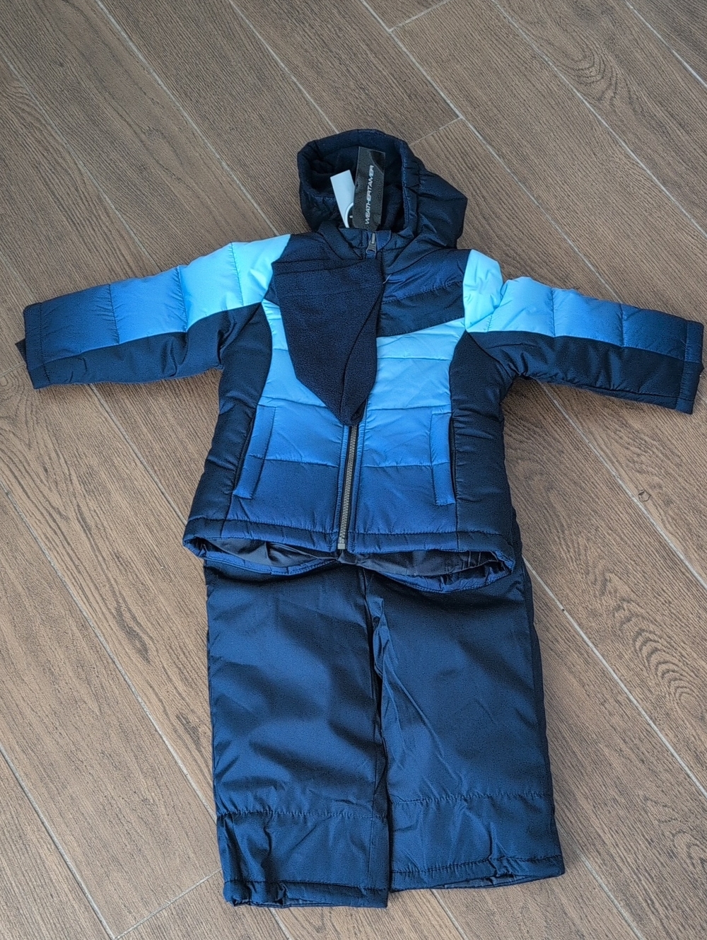 Nwt Weather Tamer Kids Blue Ombre Puffer Jacket and Snow Pants Set 2T